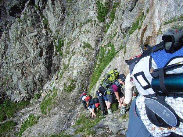 gut gesicherte Schlüsselstelle im Cottbuser Höhenweg
